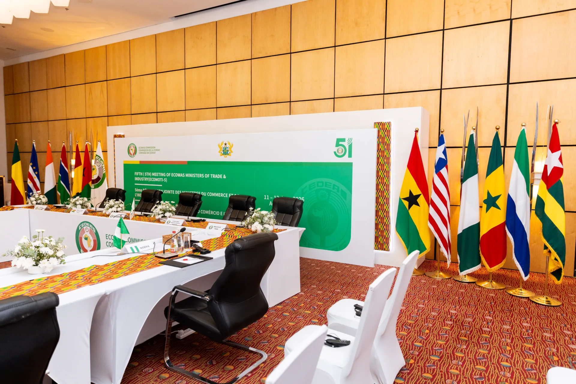 Event photography by Crimson Concepts, Accra Ghana — head table with international flags